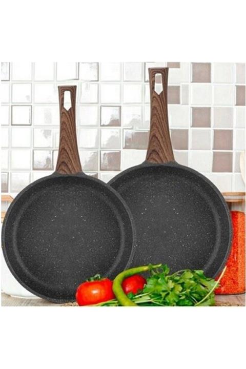 AROW Icone Indüksiyon Döküm Tava Set 2 Li Siyah 24 Cm+ 28 Cm Tr-2818