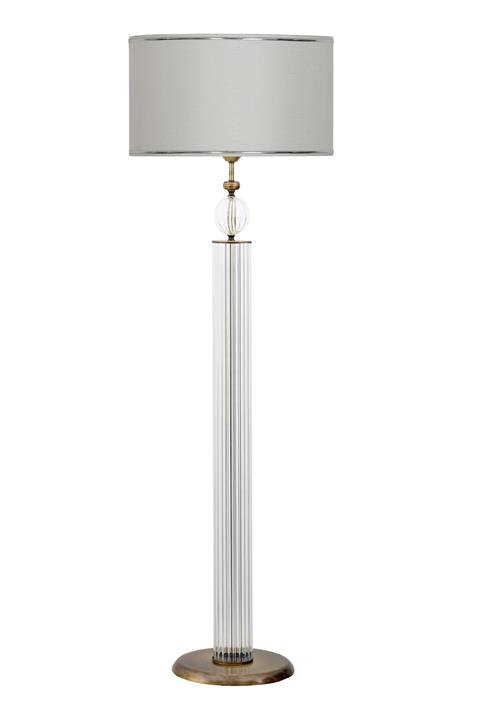 Vinner Caen Eskitme Detaylı Modern Özel Tasarım Cam Lambader - Krom Şeritli Beyaz