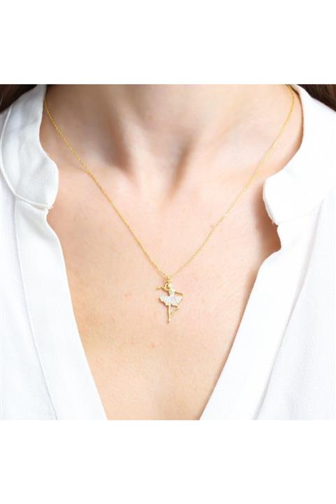 Mia Vento Kadın Gold Işıltılı Balerin Gümüş Kolye