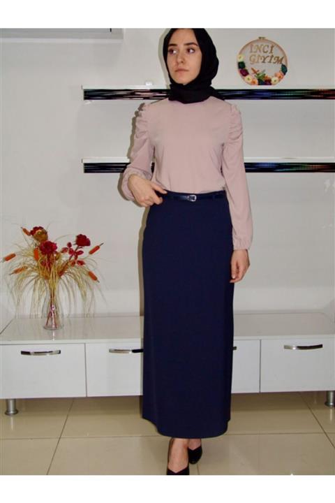 İNCİGİYİM Lacivert Renk Kalem Etek