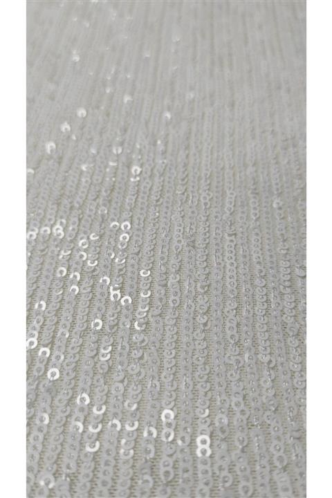 Beril kumaş Beyaz 3mm Sıralı Likralı Payetli Kumaş