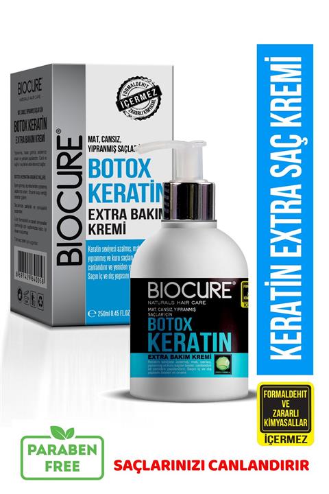 Biocure Botoks Keratin Extra Saç Bakım Kremi Hair Botox / Onarıcı, Yapılandırıcı, Dolgunlaştırıcı 250 ml