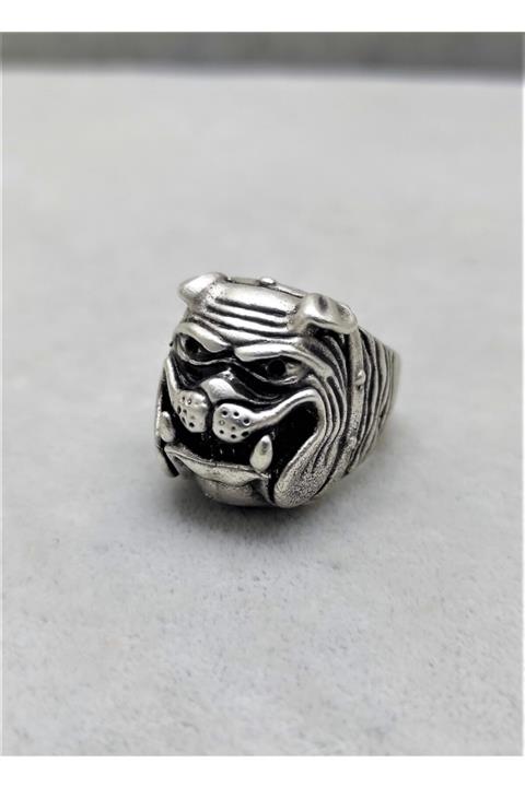 TÜKKAN ACCESSORİES Antik Gümüş Kaplama Ayarlanabilir Bulldog Yüzük