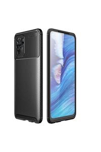 Xiaomi Redmi Note 10s Kılıf Karbon Desenli Darbe Emici Parmak Izi Bırakmaz Zırhlı Kapak