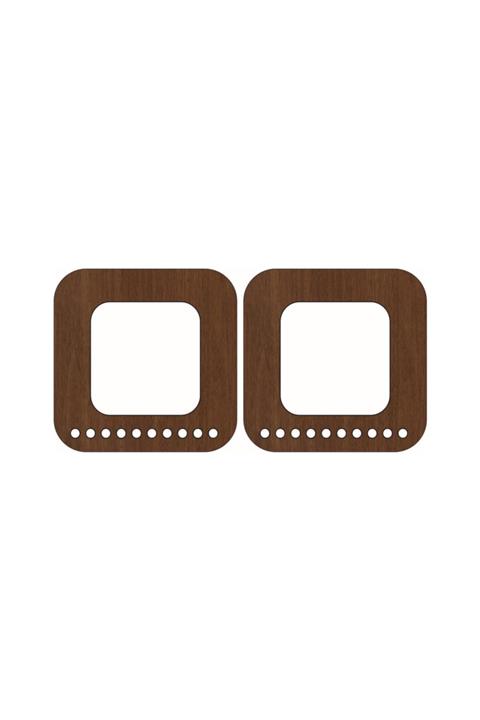 saray lazer Toptan Ahşap Çanta Kulp Model 19 - 15x15 - Hisar Ceviz - 24 Çift