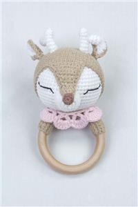 Modakids Krem Organik El Yapımı Amigurumi Geyik Çıngırak Oyuncak