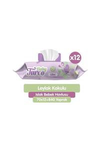 Baby Turco Leylak Kokulu Islak Mendil Havlu 70 Yaprak X 12 Adet