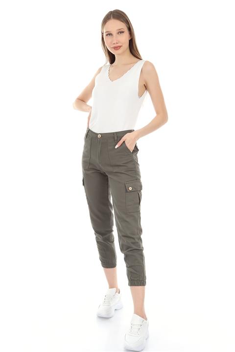 Meissa Kadın Haki Cep Detaylı Kargo Pantolon