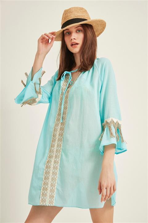 C&City Kadın Turkuaz Pareo Plaj Elbisesi