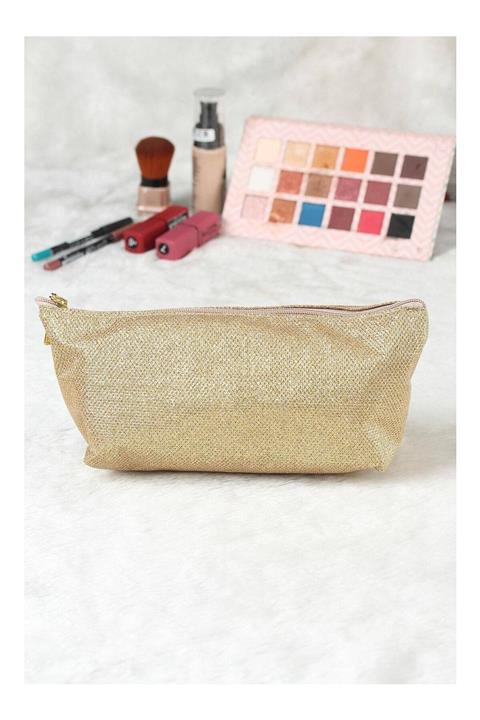 Clariss Kadın Gold Simli Makyaj Çantası