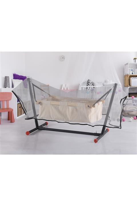 Bila Baby Portatif Tüllü Bebek Beşiği Hamak Salıncak Bebek Yatağı Park Yatak Anne Yani Organik Kumaş