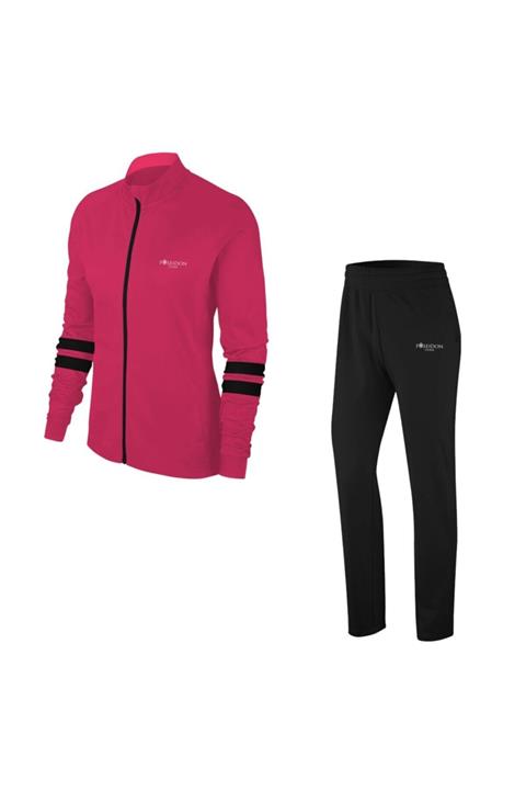 POSEIDONSTORM Kadın Fuşya Büyük Beden  Günlük Sporcu Eşofman Takımı 4xl-8xl Siyah Iki Bant - M3