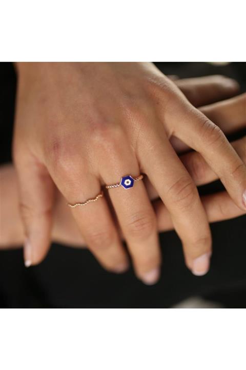 ByGoldenHouse Altıgen Mine Göz Kombin Yüzük