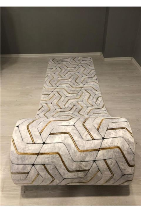 Sarar Halı Jel Kaymaz Taban Hardal Çizgili Desen Salon Koridor Mutfak Kesme Yolluk