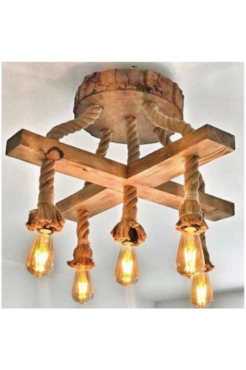 Zümra Ahşap Dekoratif El Yapımı Ahşap Avize