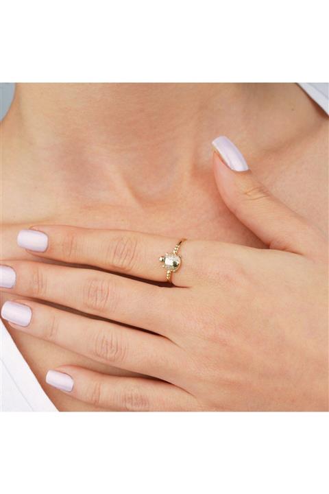 Bigoldi 14 Ayar Kaplumbağa Minimal Ince Altın Yüzük