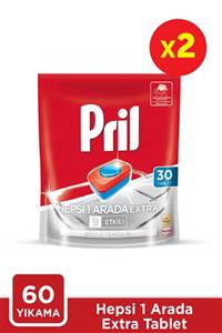 Pril Hepsi Bir Arada Extra Bulaşık Makinesi Deterjanı, 30 Tablet 2'li Paket