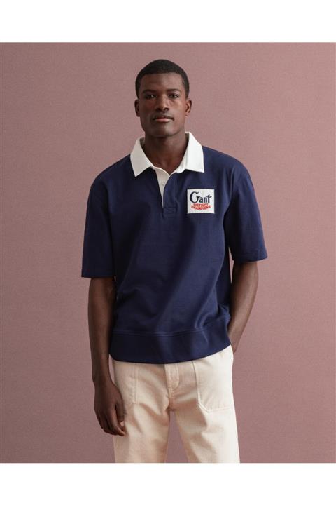 Gant Erkek Mavi Baskılı Relaxed Fit Polo