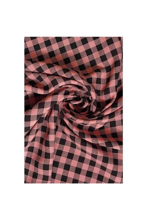 feminen Pembe Siyah Ekose Viskon