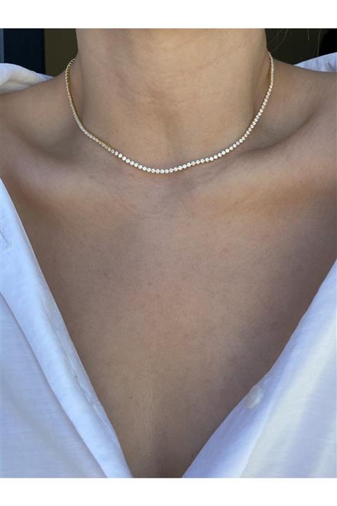 Vi store Çelik Gold Renk Su Yolu Choker