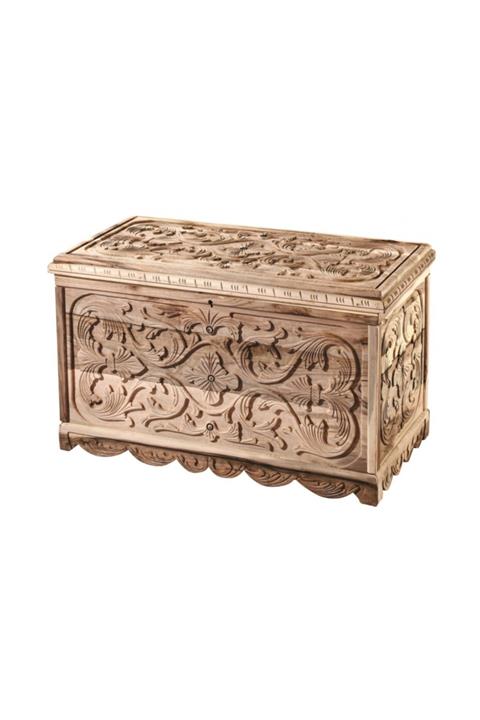 Masif Art Masifart Ceviz Çeyiz Sandığı Dikdörtgen Cilasız Ham Ahşap 7540