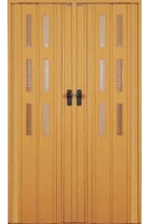 ERİKMANN Akordiyon Pvc Kapı - 117 X 220 Cm Akçaağaç-meşe-ceviz Camlı Çift Açılım