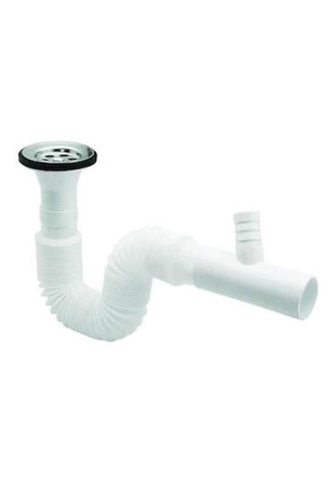 NZB Körüklü Lavabo Sifonu Gider Borusu Çamaşır Bulaşık Makine Çıkışlı