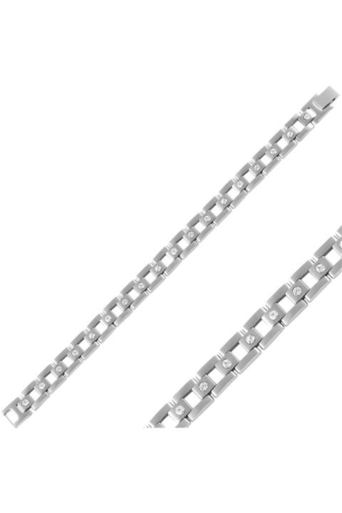 Zuk Collection Gümüş Zirkon Taşlı Çelik Bileklik