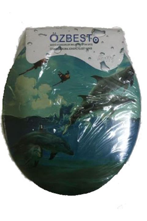 ÖZBEST Desenli Klozet Kapağı Yunus Balığı Desenli