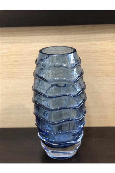 Paşabahçe Dalgalı Küçük Mavi Vazo