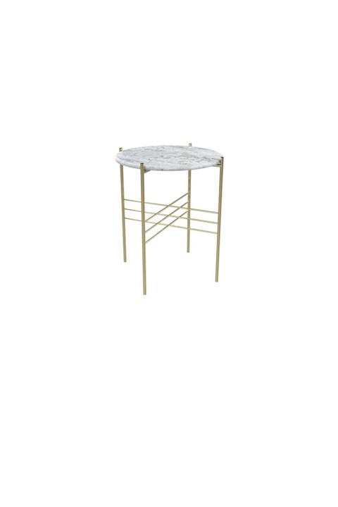 MAKSA Leontine Carrara White Parlak Pirinç Yan Sehpa