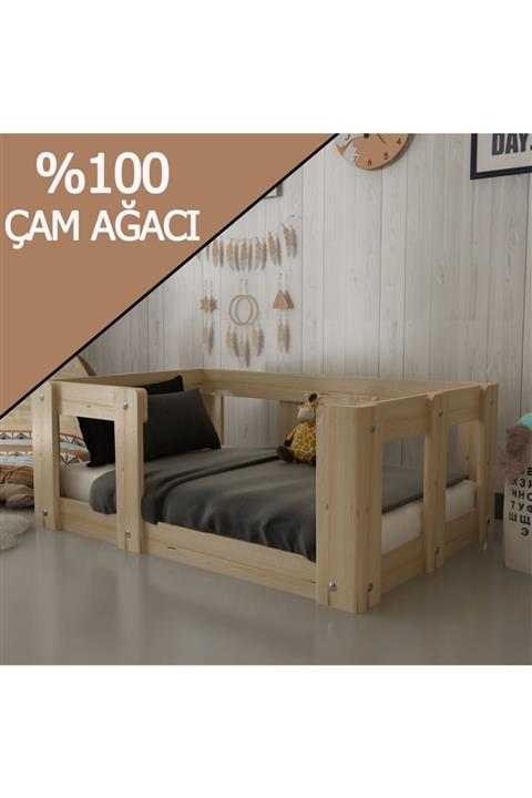 Festival Mobilya Montessori Yatak, Full Çam Ağaç Karyola, Montessori Karyola, A3-70-110