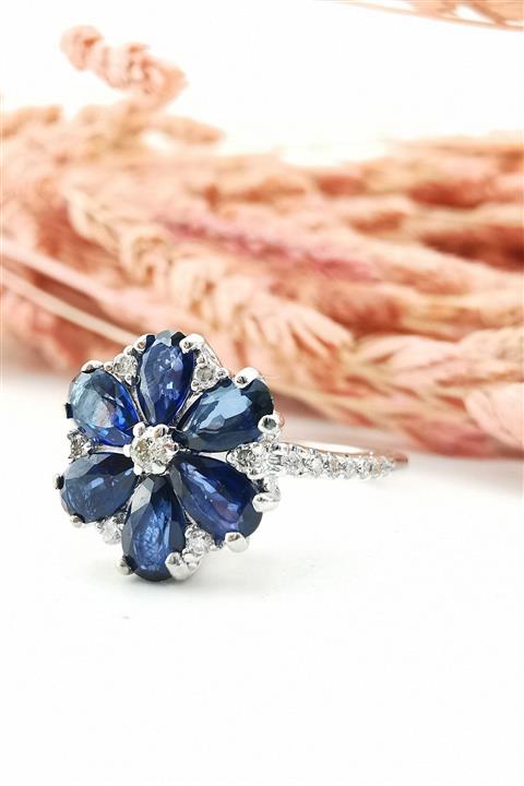 Utku Kuyumculuk Safir Ve Pırlanta Taşlı Yüzük