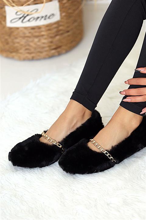 Pembe Potin Kadın Siyah Panduf