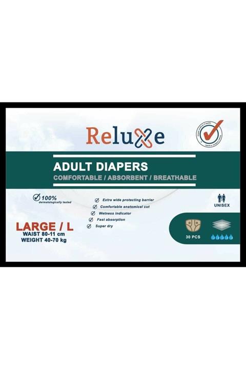 Reluxe Relüxe Tekstil Yüzey Hasta Bezi L Beden 30 Lu Paket