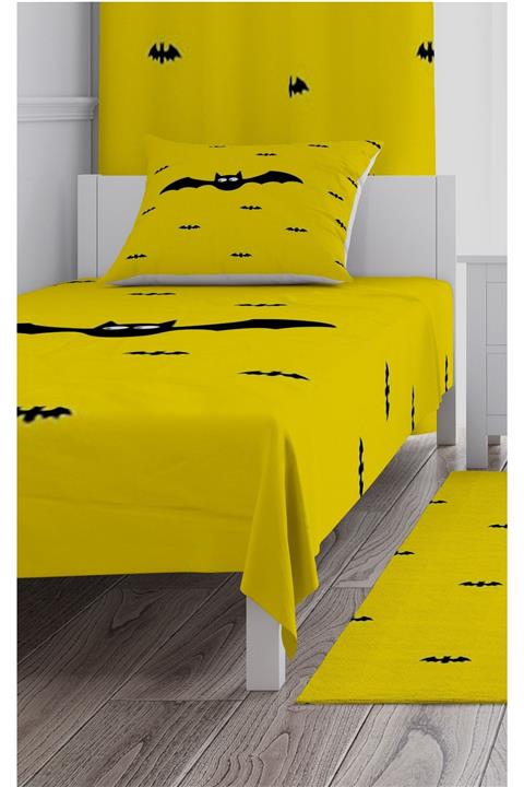 CİCİ TASARIM ÜRÜNLERİ Yatak Örtüsü Sarı Zemin Sevimli Yarasa