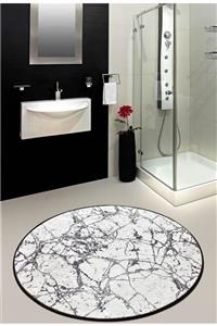 Chilai Home MARBLE BEYAZ DJT ÇAP 100 cm Banyo Halısı, Paspas