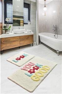 Chilai Home Look Ekru 2 Lı Set Banyo Halısı, Paspas