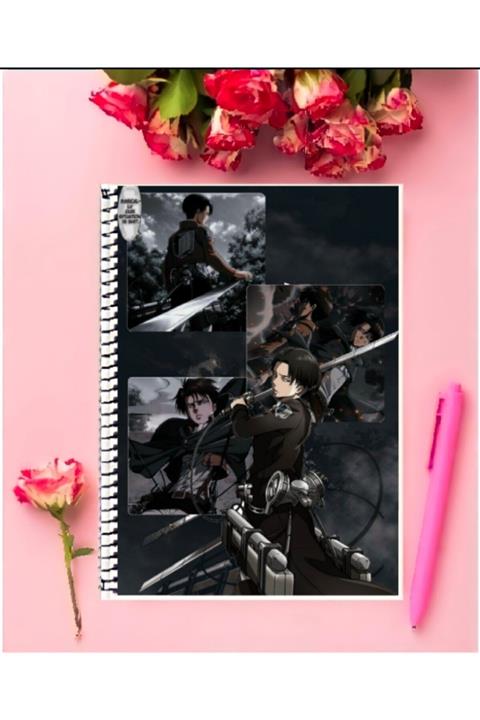 AYAŞLI KIRTASİYE Levi Ackerman Attack On Titan Anime Defter 1 Adet Özel Tasarım A5 Boyutu 15*21 Cm Telli Çizgisiz