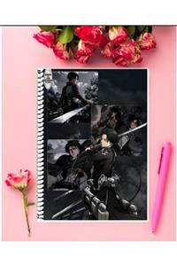 AYAŞLI KIRTASİYE Levi Ackerman Attack On Titan Anime Defter 1 Adet Özel Tasarım A5 Boyutu 15*21 Cm Telli Çizgisiz