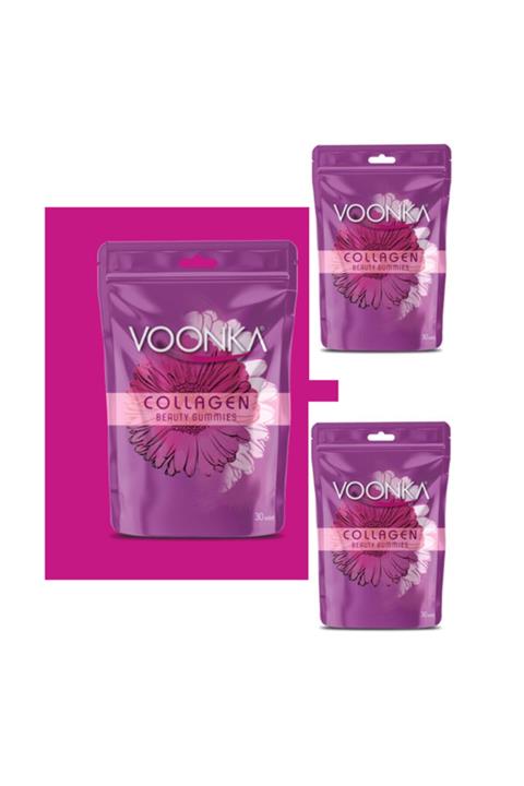 Voonka Collagen Beauty Gummies 30 Çiğnenebilir Kolajen Takviyesi Tablet X3 Adet