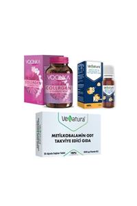 Voonka Collagen Hyaluronic Acid Kolajen 32 Tablet +Venatura B12 Vitamini 30 Tablet + D3 K2 Vitamini 20ml