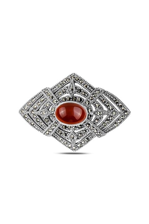 Gümüşhanesilver Doğal Taş Markazit Taşlı Broş Kolye Ucu