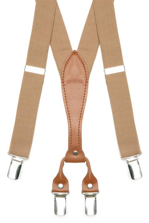 DWOY 4 Klipsli Özel Tasarım Sütlü Kahve İnce Pantolon Askısı