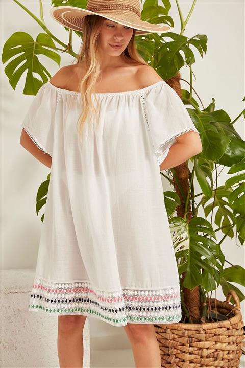 C&City Kadın Beyaz Plaj Elbisesi