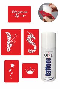 ONE SPRAY TATTOO Hayat Devam Ediyor Dövme Seti Dark Blue Sprey ve 5 Desen 7704525