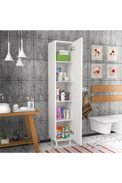 dekorstilim Mdf Banyo Boy Dolabı Çok Amaçlı Dolap 5 Raflı