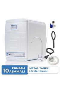 AQUAFLO 10 Aşamalı Pompalı 12 Lt Metal Tanklı Lg Membranlı Kapalı Kasa Su Arıtma Cihazı (bkp10-m-l)