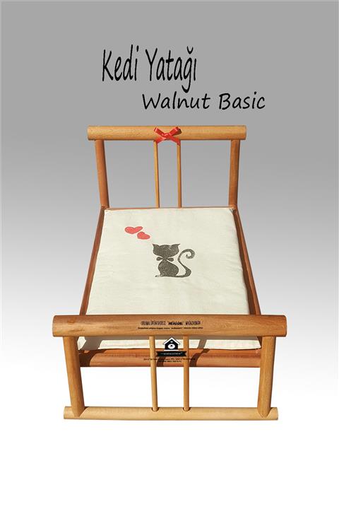 Kedi Kulübesi Kedi Yatağı - Ahşap El Sanatları Kedi Yatağı Walnut Basic - Karyola Yatak
