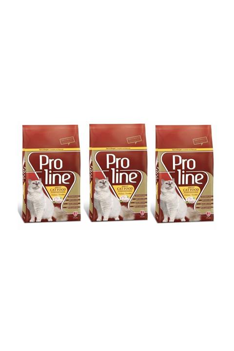 Pro Line Adult Cat Chicken Tavuklu Yetişkin Kedi Maması 1,5 Kg 3'LÜ SET